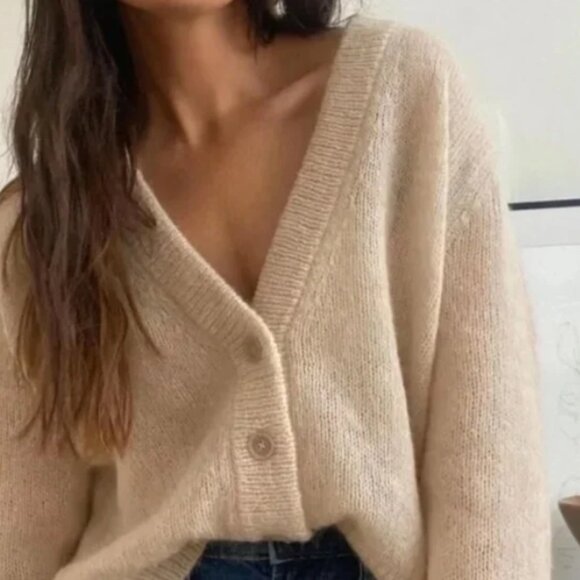 Jenni Kayne Sweaters - Jenni Kayne Beige Cardigan Alpaca and Wool Blend Sweater - Size XS
